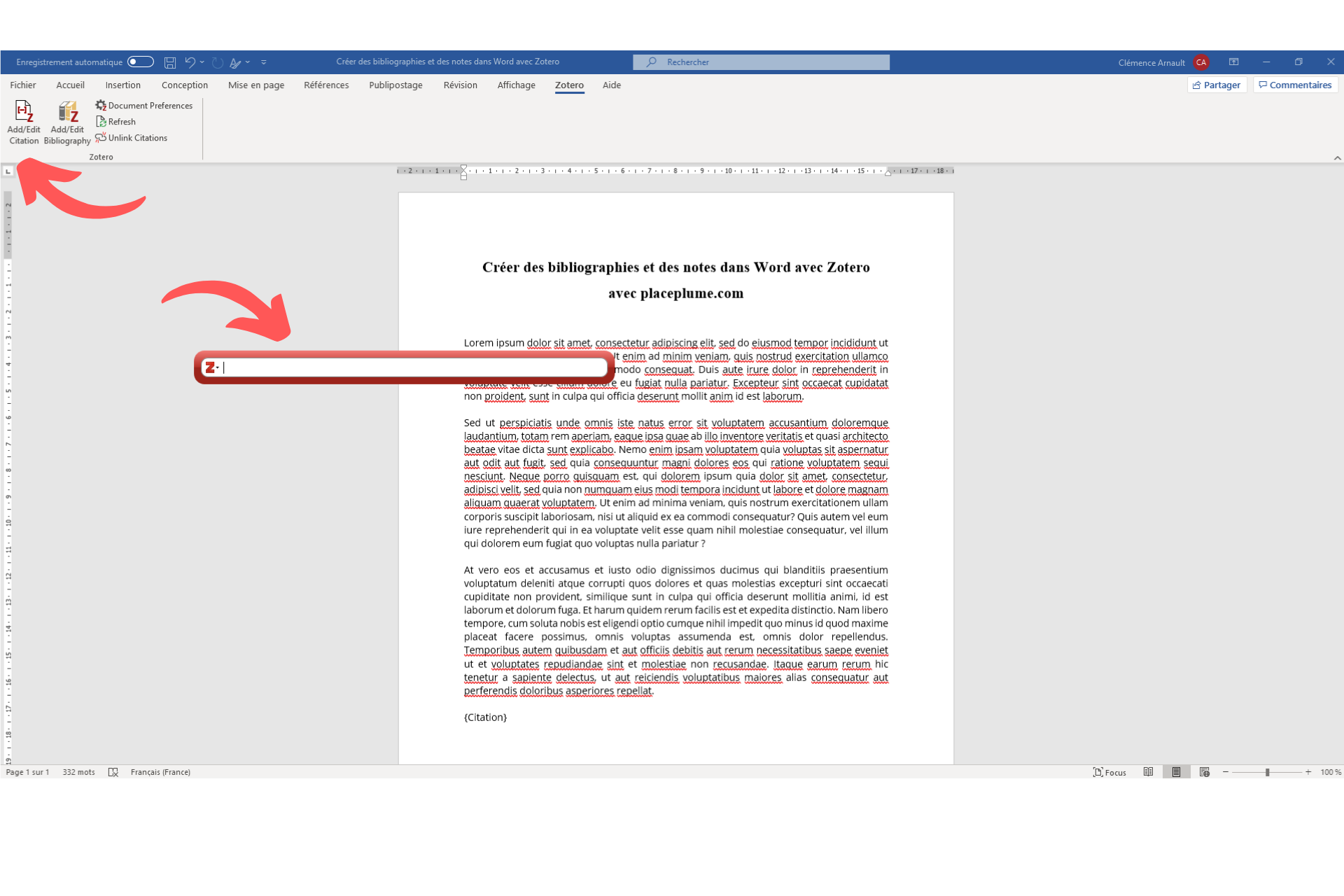 Cr Er Une Bibliographie Et Des Notes Dans Word Avec Zotero Place Plume