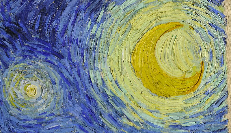 Vincent Van Gogh, La nuit étoilée, 1889, huile sur toile, peint à l'asile du monastère Saint-Paul-de-Mausole à St Rémy de Provence, 83 x 112 cm, Musée d'art Moderne, New-York (détail)